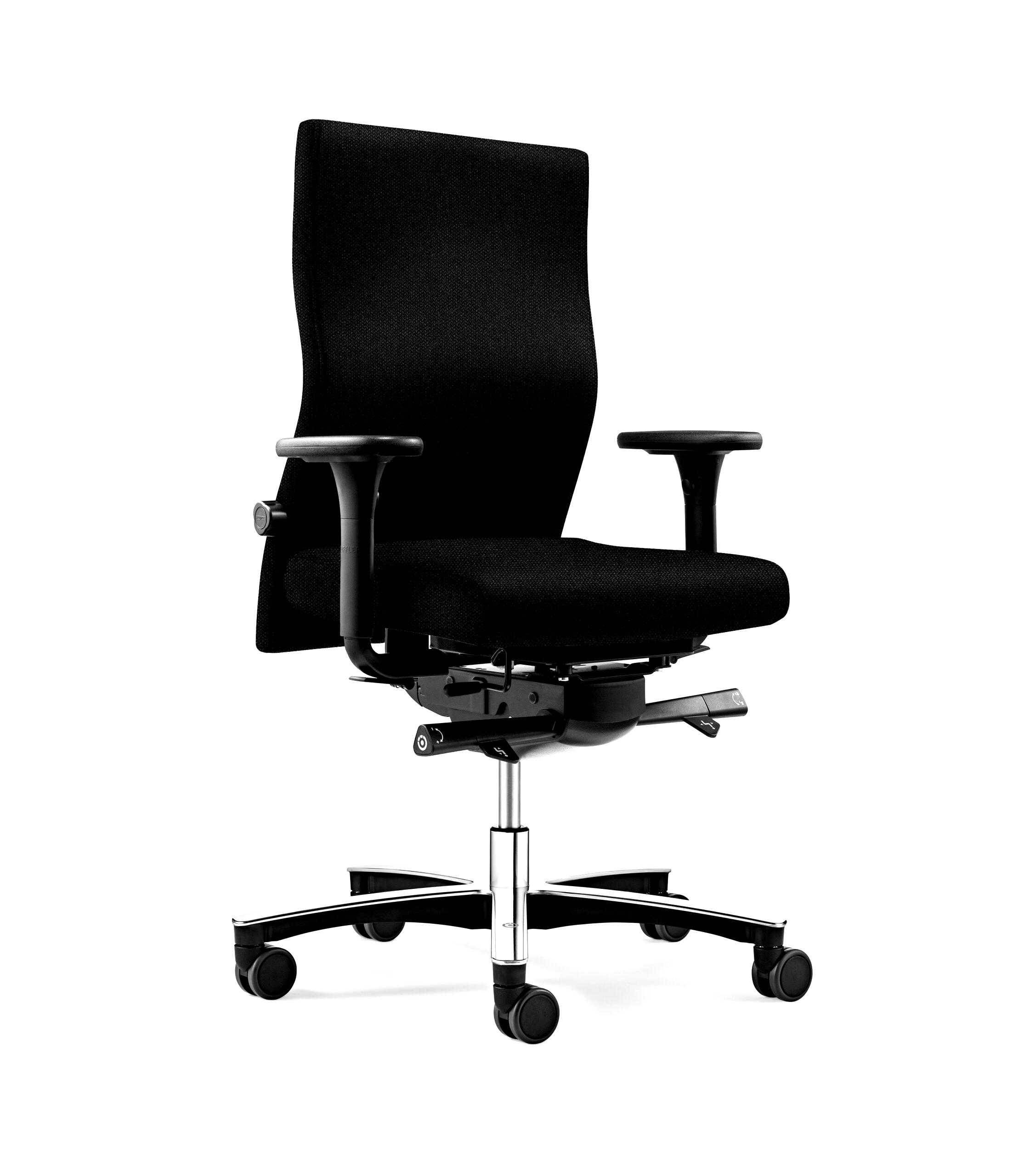LO 250 ergonomisk kontorstol - Kongeblå - Med armlæn - 48-59 cm - Kort sæde.