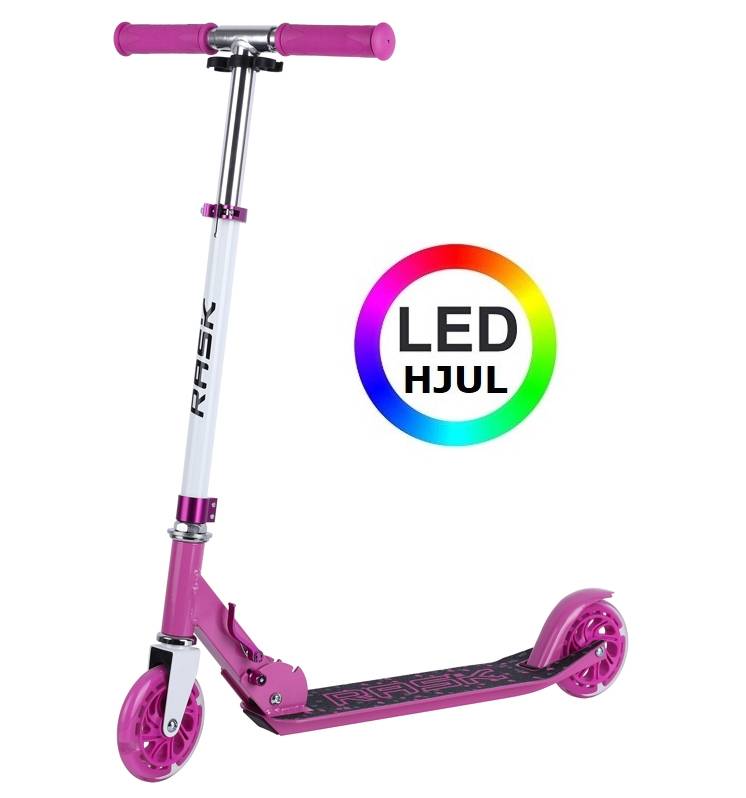 Rask 120 mm. Løbehjul med Lys, Pink