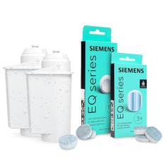 Pflegeset für Kaffeevollautomaten EQ.series Siemens Reinigungstabletten 10 Stück, 2in1 Entkalkungstabletten 3 Stück und 2 Wessper AquaIntense Filter für Siemens Bosch TZ70003 TZ80001 TZ80002