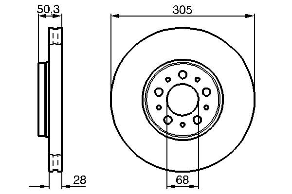 Bromsskiva Bosch Volvo - V70, Xc70, S60, S80