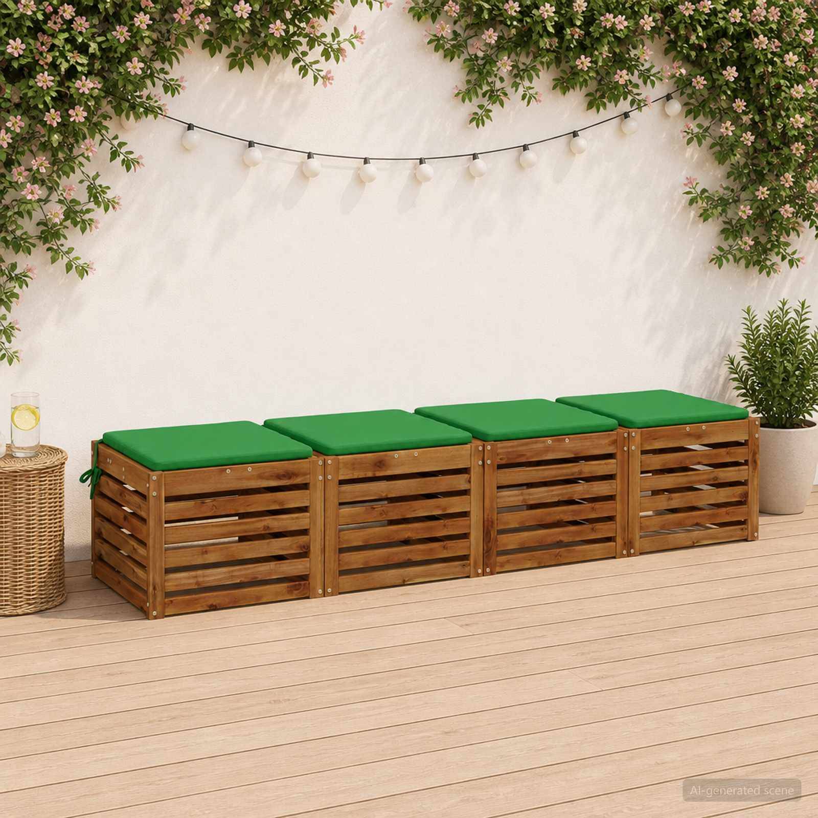 vidaXL Sittkuddar SOEST 4 st 100% Polyester Grön 50 x 50 x 3 cm