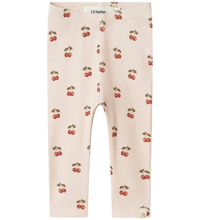 Lil Atelier Legging - Rib - Noos - NbfLavo - Silver Peony m. Kir - Lil Atelier - 1 år (80) - Leggings
