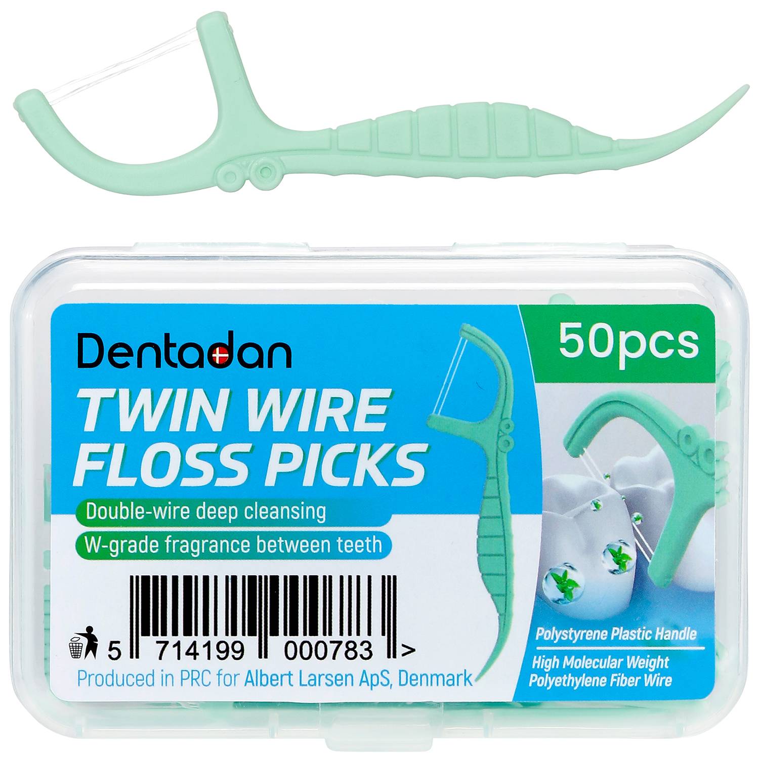 DENTADAN Twin Wire Floss Picks Dobbelttrådet Tandtrådsbøjler 50 stk.