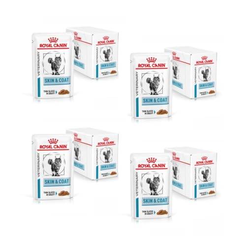 Royal Canin Veterinary Diet Feline Skin & Coat | 4-pack | 4 x 12 x 85 g | Våtfoder för vuxna katter | Fina bitar i sås | För att stödja hudbarriären