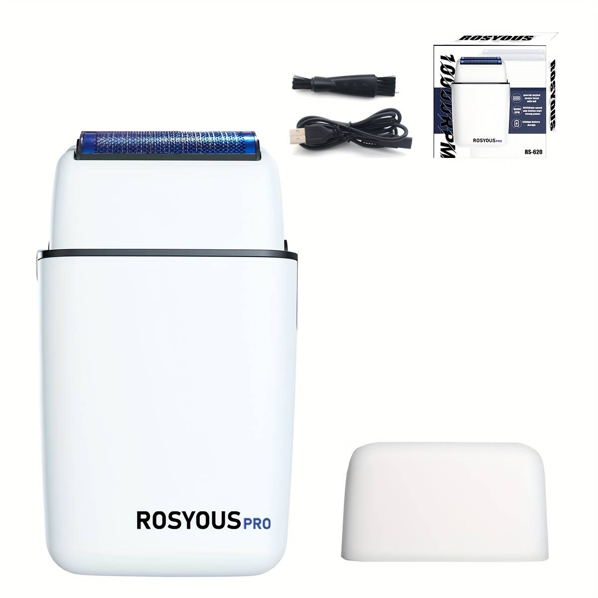 10000rpm Rosyous Rs620 Men's Electric Shaver Double Foil Blue Hypoallergenic Knife Net Professional Beard Trimmer For Men Barber
