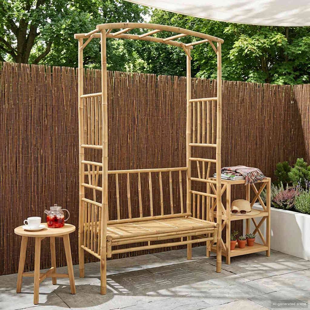 vidaXL Havebue med Bænk Naturfarvet 115 x 50 x 205 cm Bambus