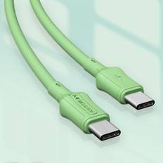 KEYSION Liquid Silicone 8mm USB C To USB Type C Cable 60W PD Fast Charging Cord USB-C Charge Charger Cable For Xiaomi Samsung Huawei Macbook iPad 1.8m grön