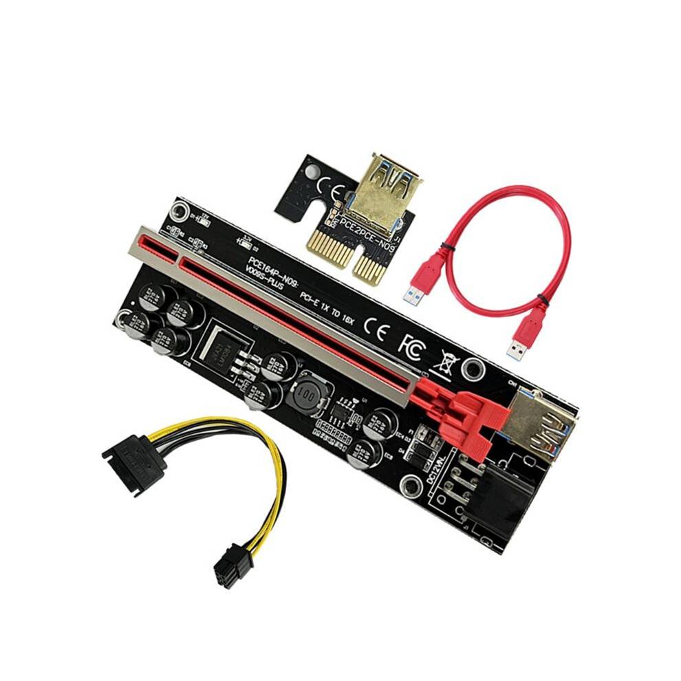 VER009S PCI-E Riser Card 009S PCIE X1-X16 4Pin 6Pin Power USB 3.0 Cable for Card GPU Miner Mining B