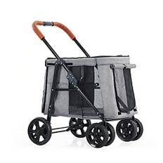 Hundvagn for Stora Hundar, Hundvagn Luxury Dog Strollers Premium Pet Pushchchair 4 Wheel Pet Gear Djurvagn for Katt, Hund Och Mer, Vikbar Bärare Promenadvagn