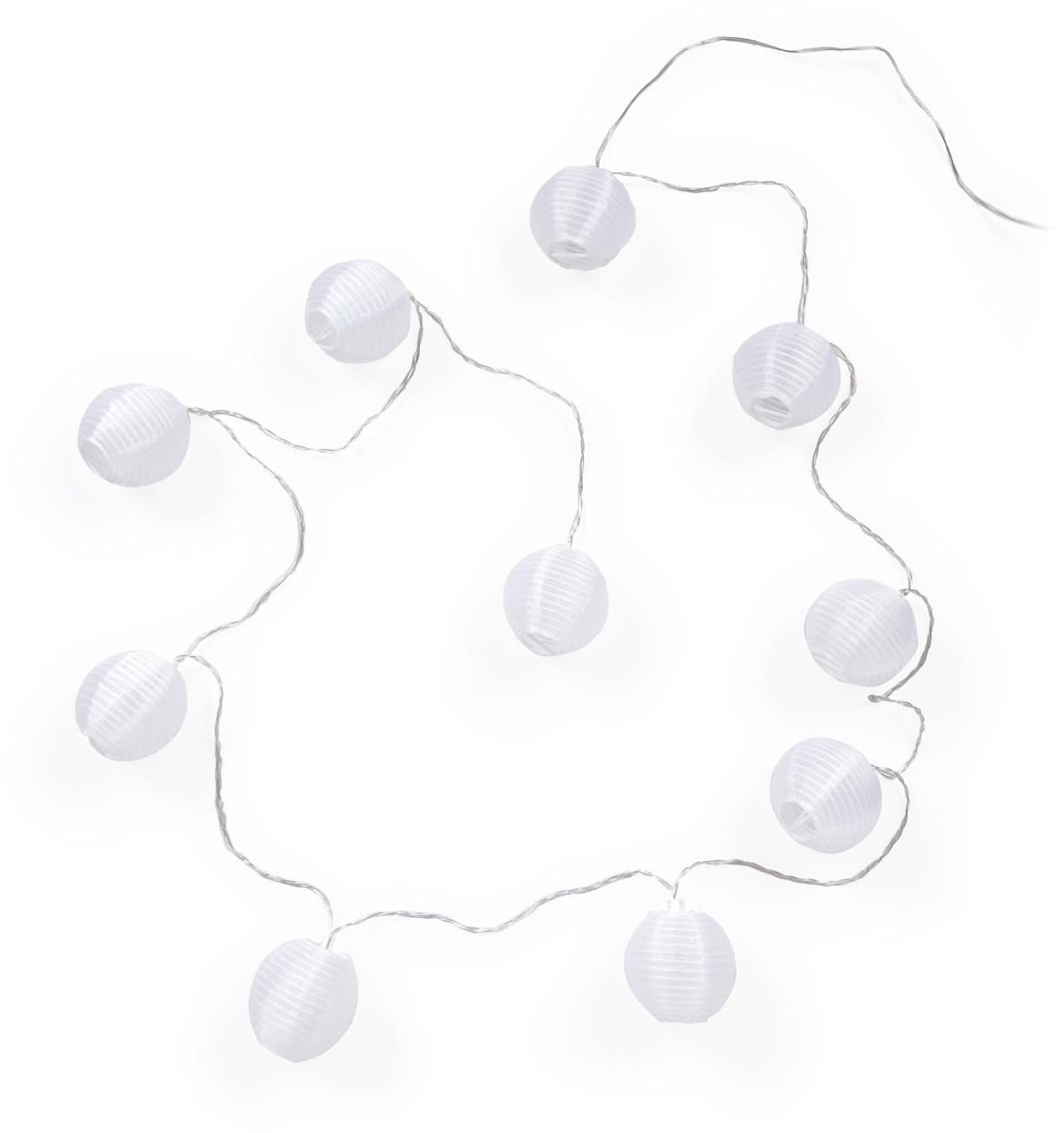 Kave Home Amabile LED-lysguirlande 10 hvide lanterner 4,35 m IP44 batteridrevet.