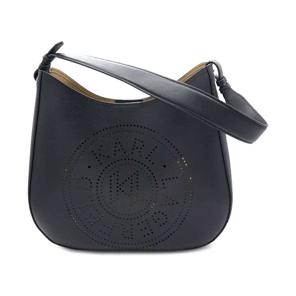 Karl Lagerfeld Circle Hobo Taske Perforeret - Tasker - Dame - Sort - ONE SIZE - Uld