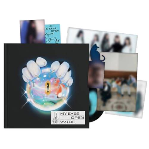 MEOVV - 1st EP Album [MY EYES OPEN VVIDE] (Photobook - ORB Ver.) Outer Sleeve + Photobook + CD-R + Sticker Pack + Postcard Set + Folded Poster + Bookmark + 3 Extra Photocards