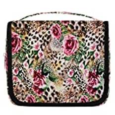 Djur resetoalettväska blomma tiger leopard tryck tvättpåse unisex hängande toalettartiklar kosmetisk makeup organisatör, flerfärgad, En storlek