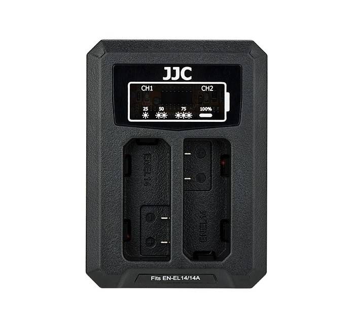 JJC USB-driven dubbel batteriladdare för Nikon EN-EL14, EN-EL14a