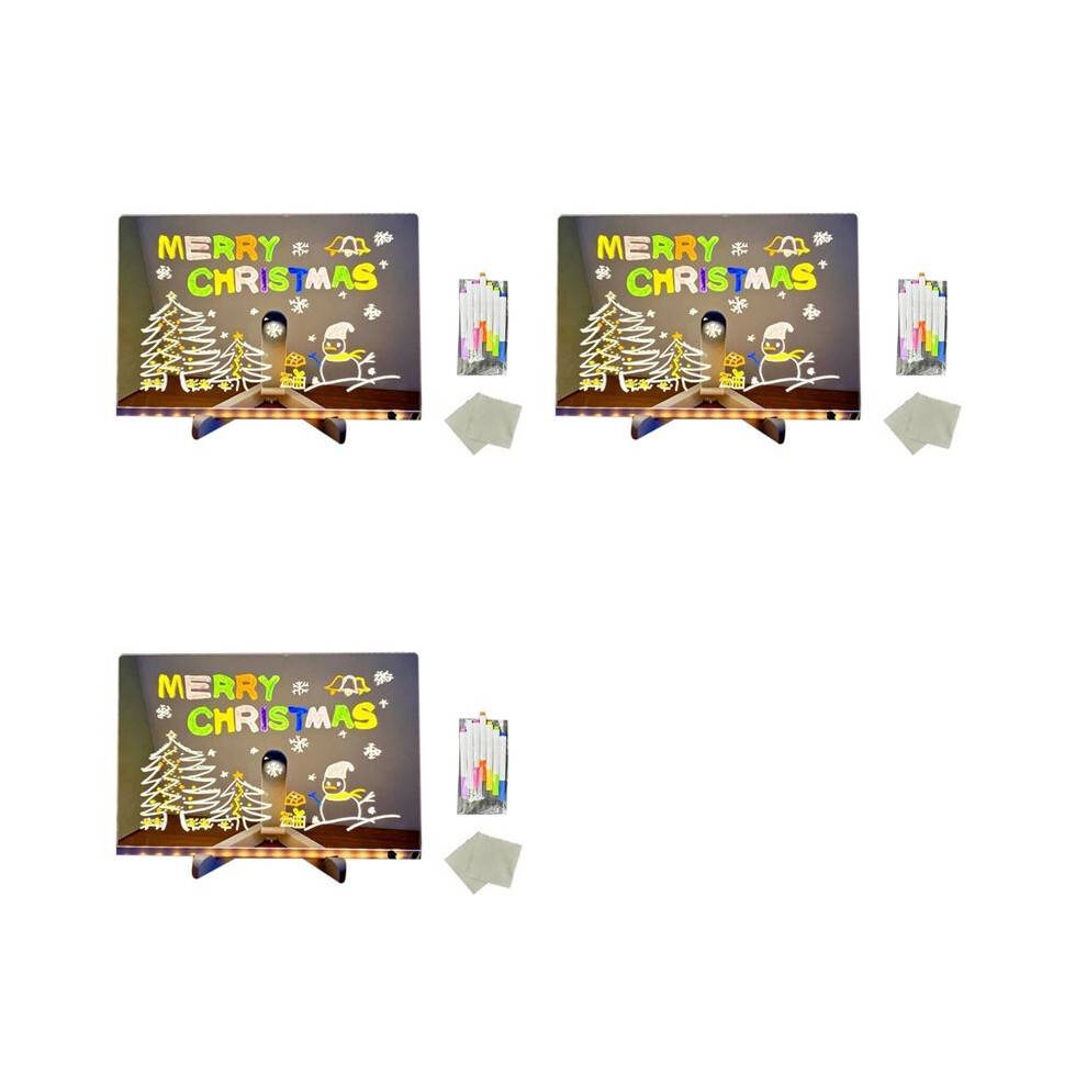 3X LED Note Board with Colors, 2025 Glowing LED Drawing Board for Kids, LED Not Board with Stand and 7 Color Markers L