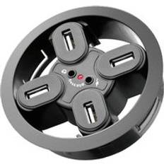 Desktop 4- port usb 2.0 hub med headset mikrofonhål desktop perforerad splitter multifunktionsdistributör