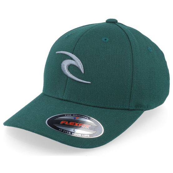Rip Curl - Grön flexfit Keps - Kids Tepan Cap Deep Forest Stretch Fit @ Hatstore