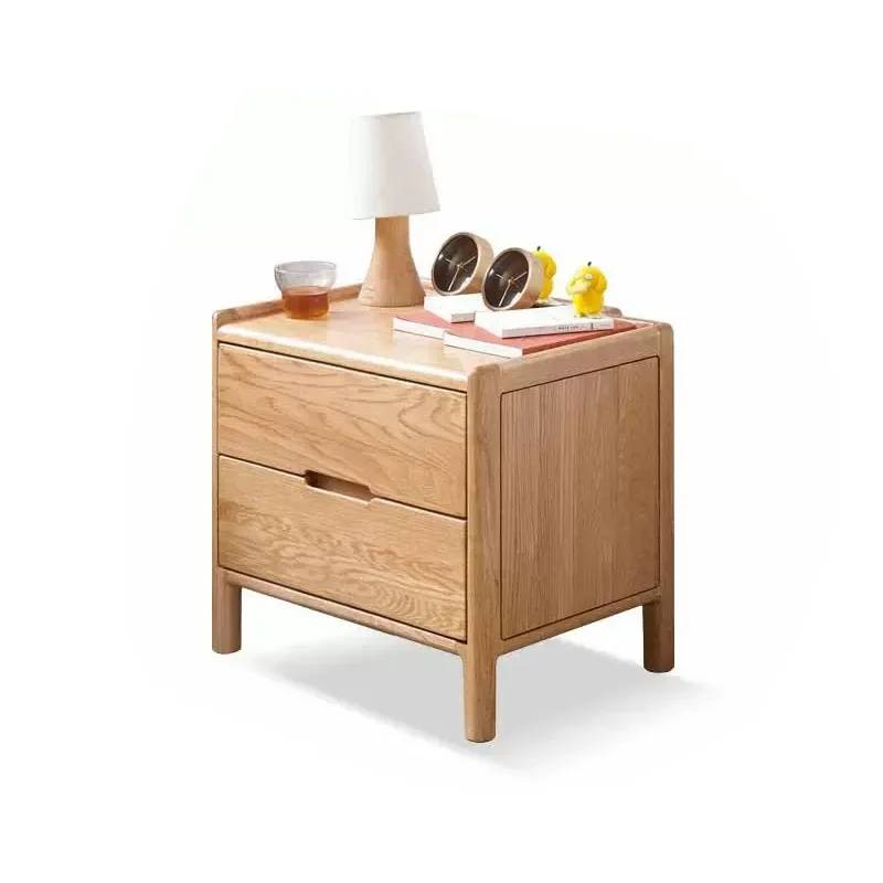 Nordic bedroom storage cabinets, modern minimalist lockers, oak three-draw bedside cabinets