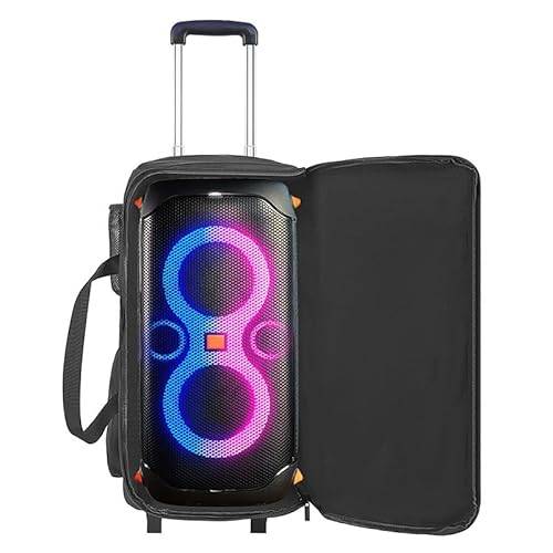BeisDirect väska för JBL PARTYBOX 110/100 högtalare vagn rullande tygväska skyddande fodral bärbar fest högtalare väska fodral med infällbart draghandtag, multifunktionell förvaringsväska, Svart,