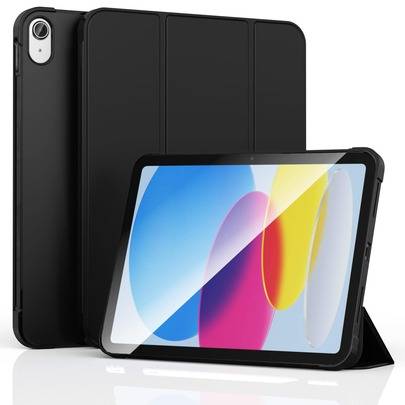 3-faldigt skyddande surfplattaskal A16, kompatibelt med iPad 11:e generation, smart viloläge/väckning, 3-faldigt ställ, modernt PU-läder, stötsäkert o - Svart (Multi-size)