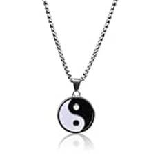 ZXUPOI 1 styck Yin Yang vänskapskedja, Yin Yang Tai Chi halsband, Yin Yang hänge, för kvinnor, män, par, vänskap, kärlek, smycken