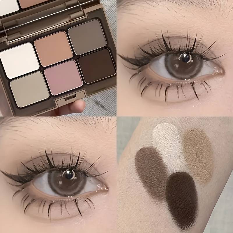 TEMU A 6-color Matte Eyeshadow Palette Featuring Earthy And Gray-brown Tones, Perfect For And Elegant Look