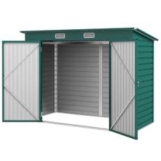 Verktygsbod 4,1 m³, trädgårdsbod med taktak, 249 x 121 x 166/183 cm, redskapsbod med låsbara dubbeldörrar, fönster, cykelgarage,