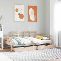 vidaXL daybed med skuffer 90x200 cm massivt fyrretræ
