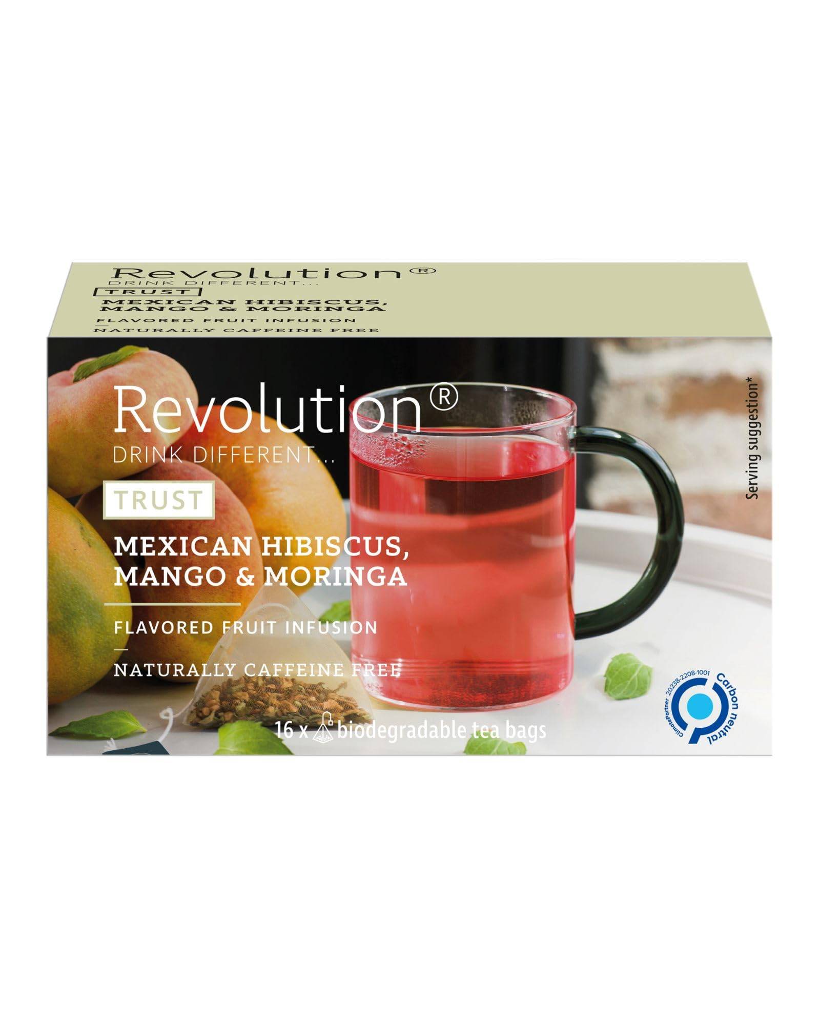 Revolution Fruit Tea Tea Bags [Hibiscus, Mango & Moringa] Caffeine-Free 48g (3g x 16 bags)