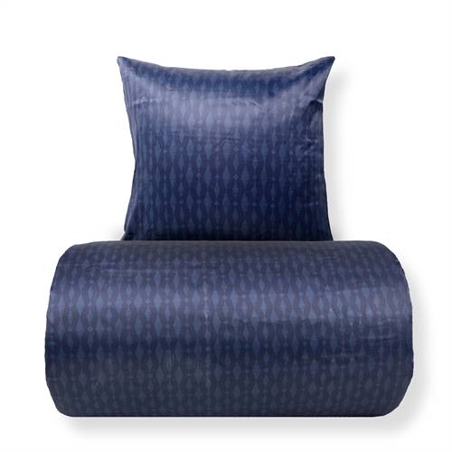 Bäddset 140x220 cm - Satin - Mörkblått mönsterdesign