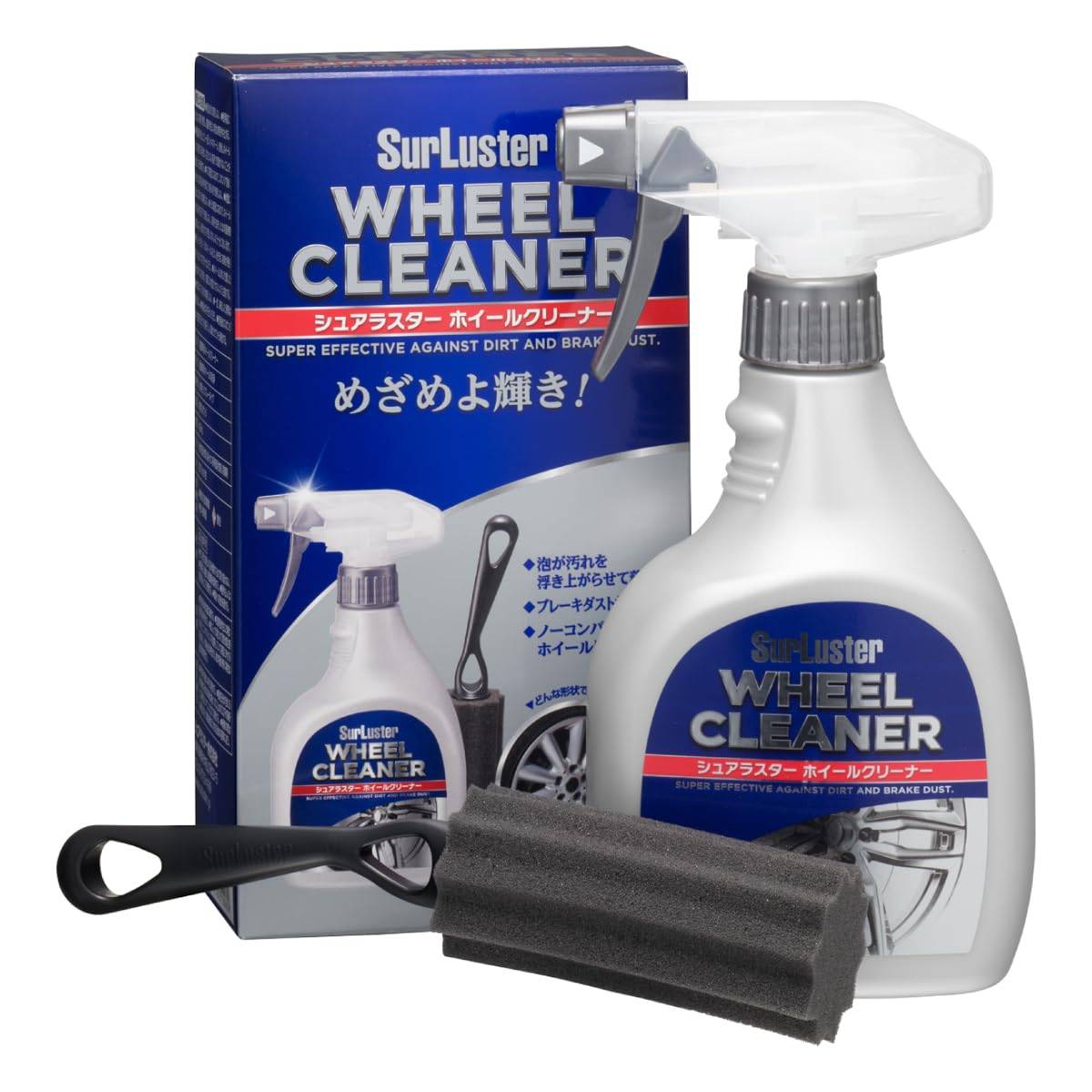 SurLuster Wheel 400ml Weak No Removes Brake Dust and Oil Includes Dedicated for Car and Cleaner, Spray, Alkaline, Compound, Stains, Sponge, Foam,