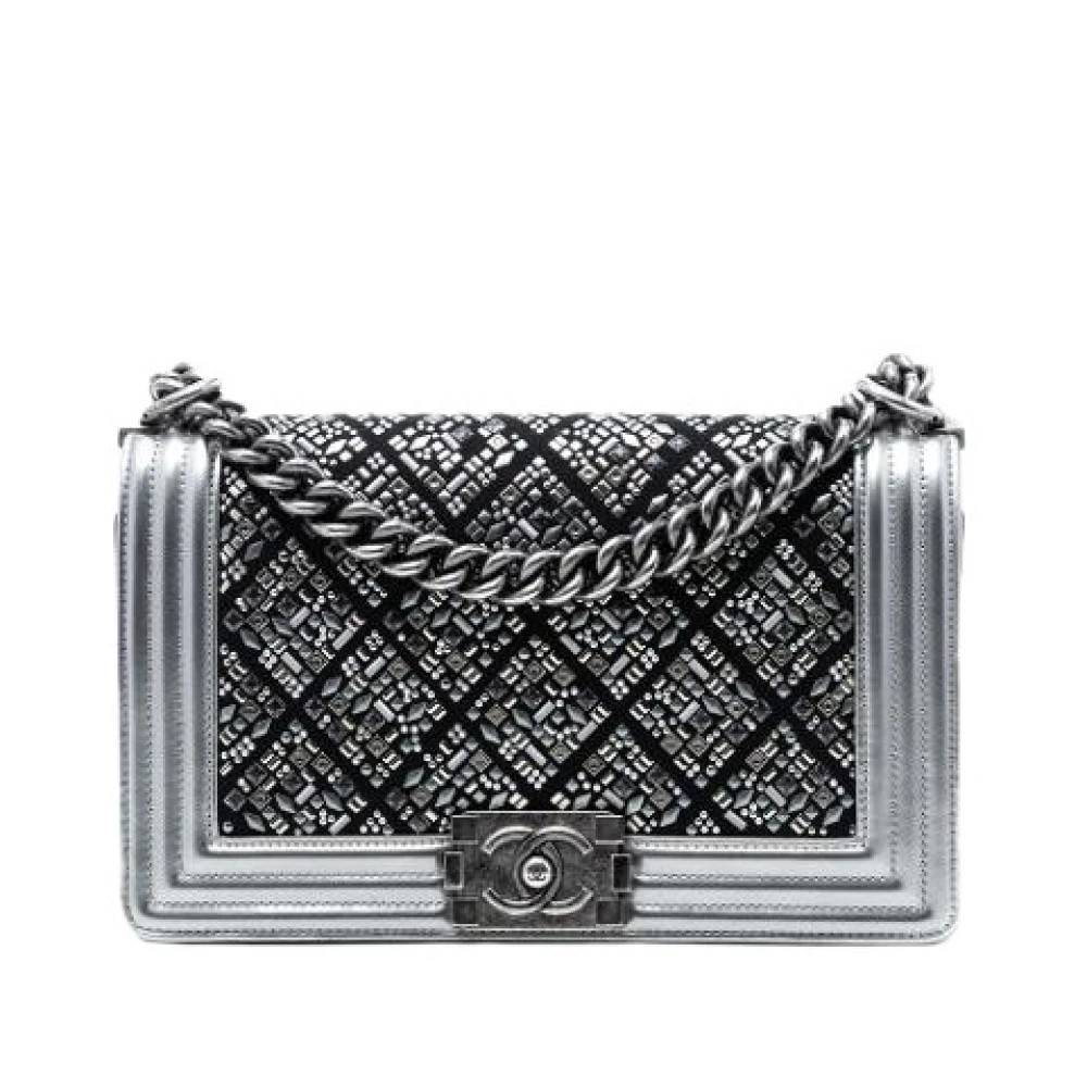 Chanel Vintage Pre-owned Boy Flap Skuldertaske - Vintage - Dame - Grå - ONE SIZE - Uld
