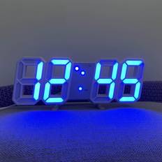 LED Digital Vægur med Glødende Nattilstand Justerbar Elektronisk Bordur Vægur Dekoration Stue LED Ur [dB] Blue