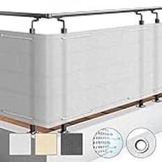 Sol Royal Balkong Insynsskydd 90x300 cm SolVision HB2 Sol Vind UV Skydd Vit Duk med Öglor & Snören