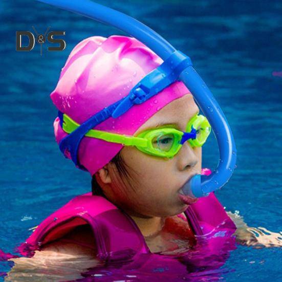 Snorkelträningsrör för simning i bassäng, dykning, snorkel, andningsrör med huvudband, munstycke i flytande silikon, snorkelrör för vuxna, barn rosa r