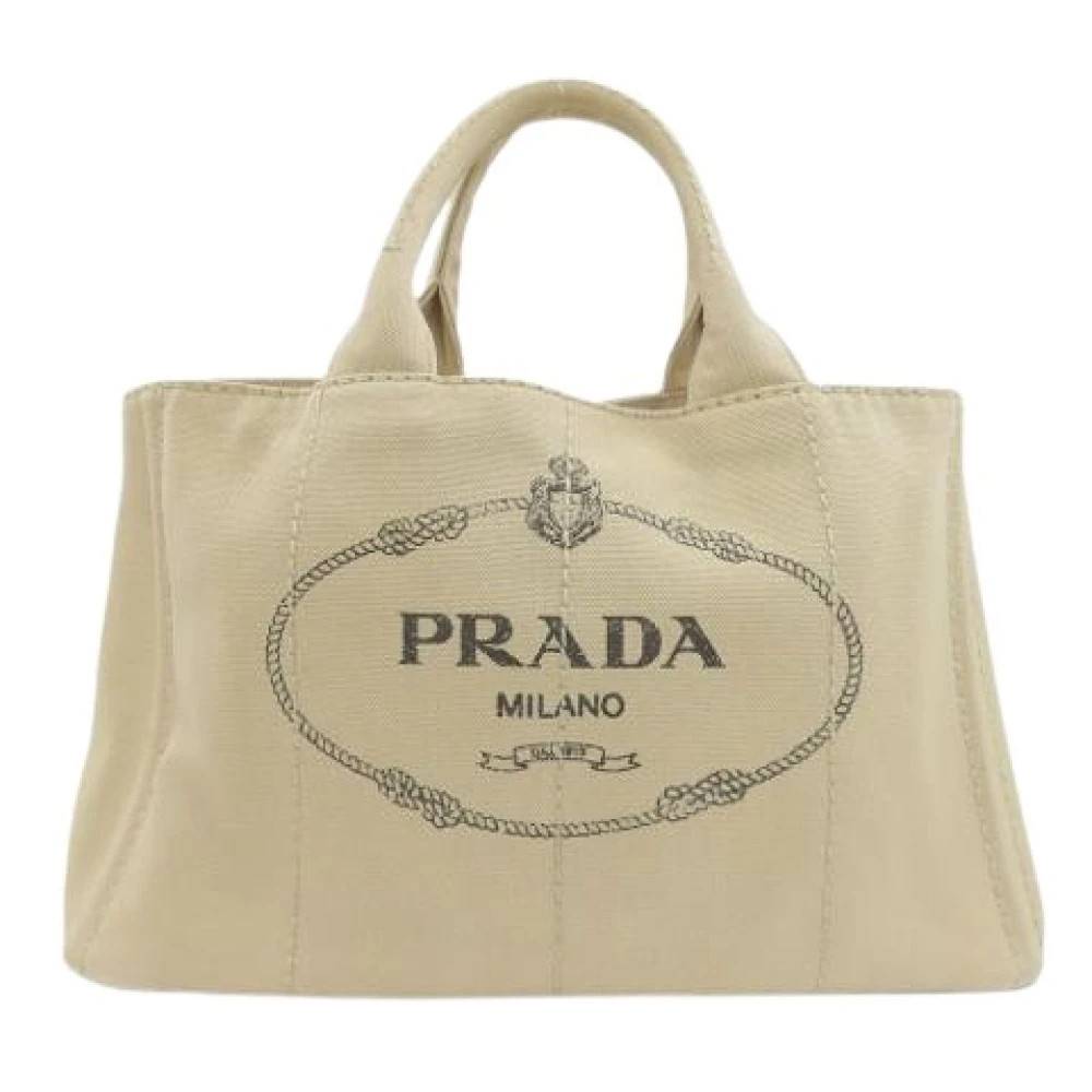 Prada Vintage Pre-owned Canvas prada-tasker - Vintage - Dame - Beige - ONE SIZE -