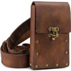 Steampunk midjeväska vintage läder vuxen vandring resor fanny pack bältesöglor hip bum bag plånbok plånböcker telefon påse väska l920