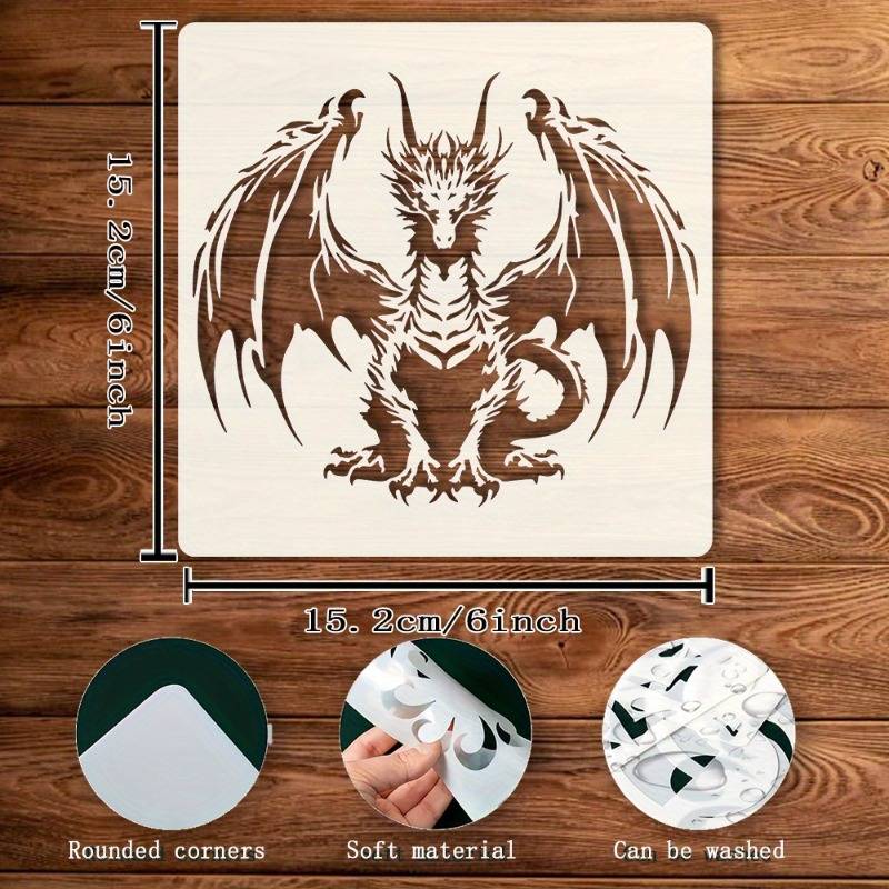 1pc Dragon Pattern Reusable Texture Painting Stencil - Suitable For , Canvas, Floors, Furniture, And Home Decor - Durable Stencil With Intricate Dragon Design