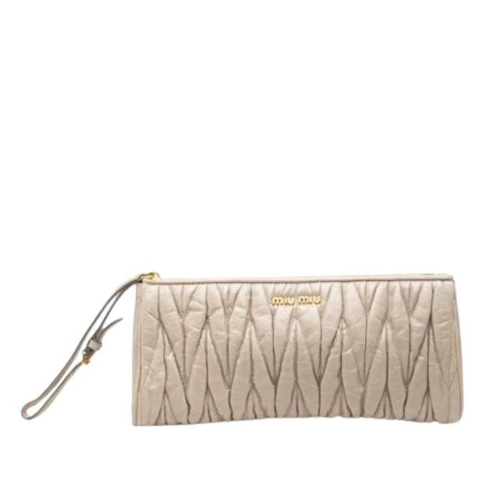 Miu Miu Pre-owned Pre-owned Quilted Nappa Clutch - Vintage - Dame - Beige - ONE SIZE - Læder