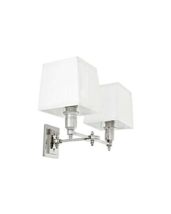 Eichholtz Lexington vägglampa dubbel nickel/vit - Silver / Vit / Svart (A. 40 / B. 23 / C. 27 cm)