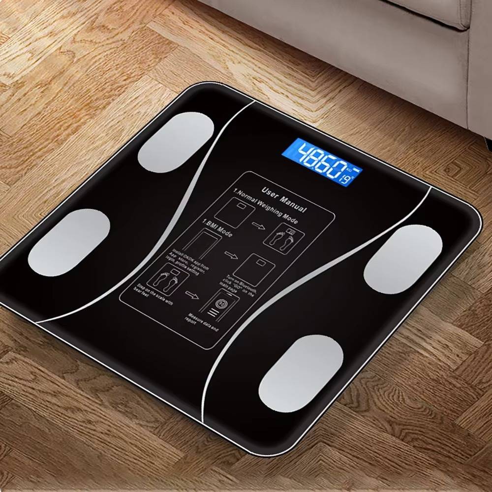 Smart Body Fat Scale with Bluetooth, Digital Bathroom Weight Scale 180kg/400lb, Body Composition Analyzer with BMI, BMR, Body Water, Muscle, Bone and Visceral Fat Tracking, App Sync, Tempered Glass