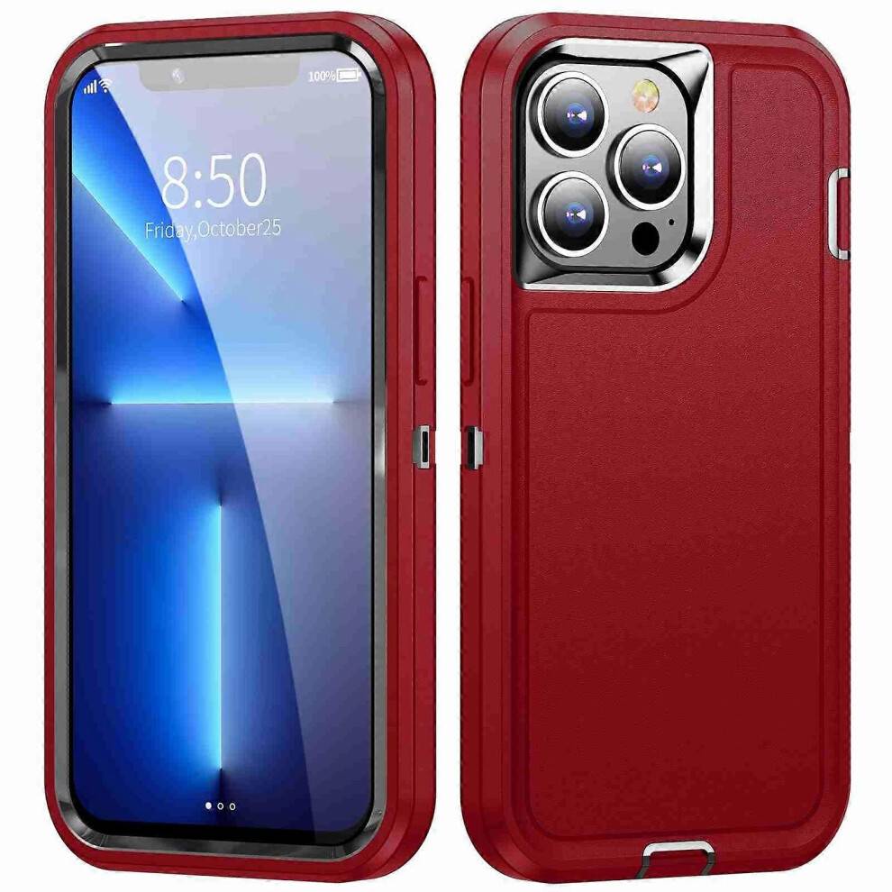 (Red Black) For iPhone 13 Pro Life Waterproof Rugged Phone Case