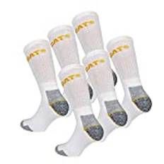 Caterpillar Real Work Socks 6 par arbetsstrumpor manförstärkt på häl och tå bomullsfrotté (Vit, 46-50)