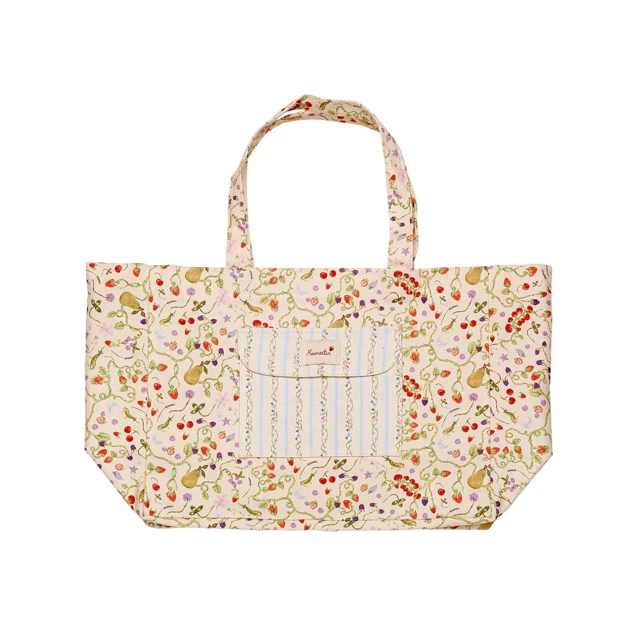 Maanesten - Big Canvas Tote Taske, Garden Magic Ivory.