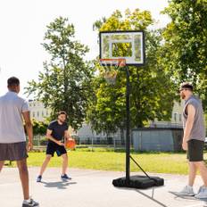 Basketballkurv, højdejusterbar 260-310 cm med rullefunktion, stabil stander til have og sportsbane