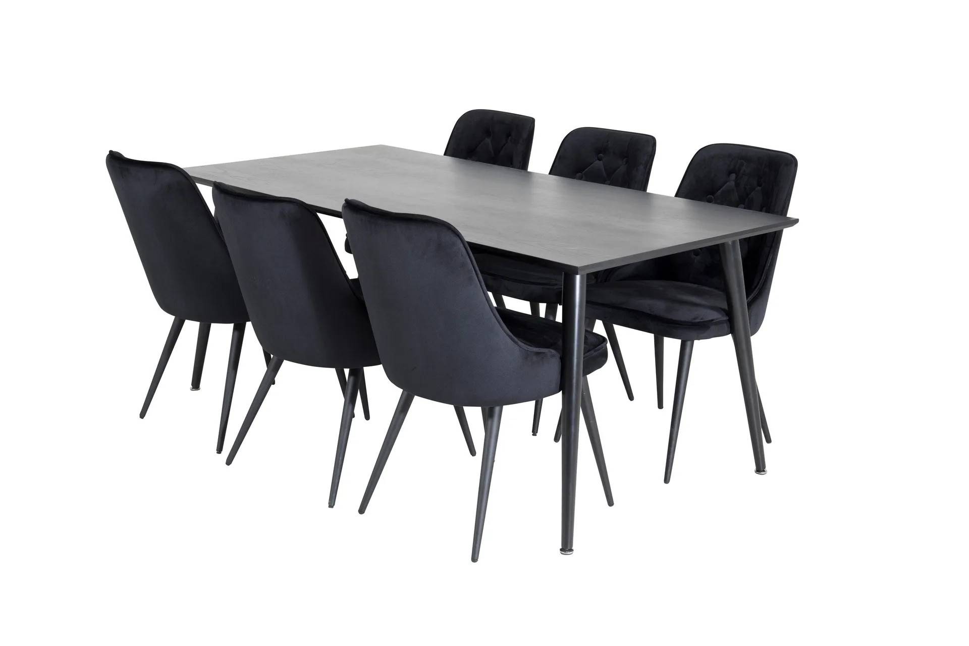 Balisa Matgrupp 180 cm inkl 6 Valera Lyx Stolar - Sammet/Svart Svart Venture Home