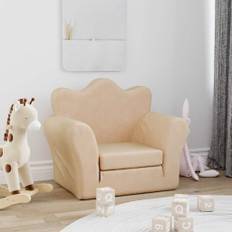 vidaXL Bäddsoffa för barn gräddvit mjuk plysch