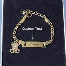 1 st guld rosé guld rostfritt stål guld nallebjörn namn personligt armband för kvinnor och barn Thanksgiving jul - Multifärgad (En-Storlek)
