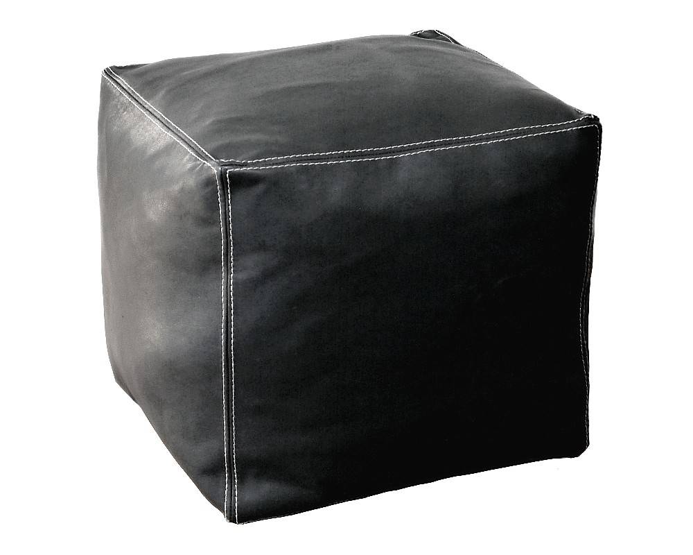 Läder Sittpuff Svart Cube - Black (40 x 40 x 40 cm)