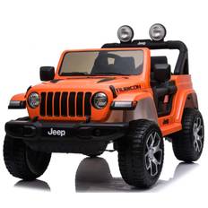 Jeep Wrangler Rubicon Elbil til børn m/Lithium+ 4x12V+ Gummihjul+Læder